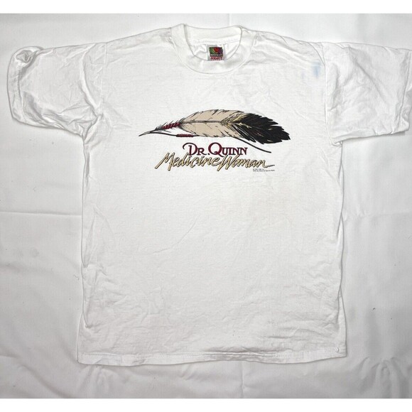 VTG 1997 CBS Dr. Quinn Medicine Woman White Graphic T shirt Sz M Gildan HEAVY - Picture 2 of 9